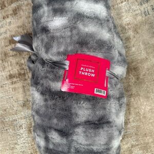 Gray Plush Throw Blanket